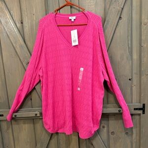 Kim Rogers Fuchsia V-Neck Sweater